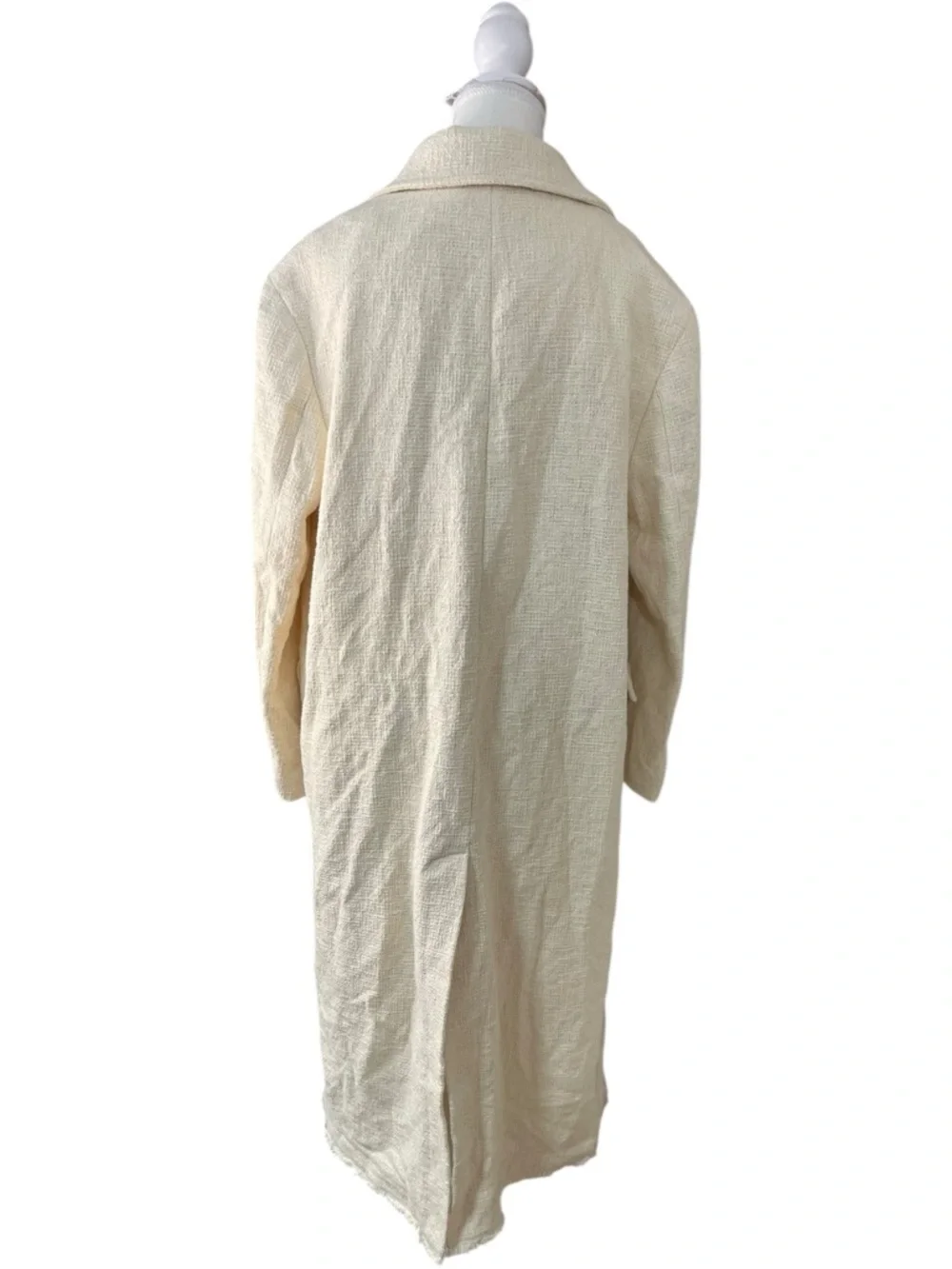 Zara Rustic Long Textured Coat Ecru Ivory - Picture 7 of 16